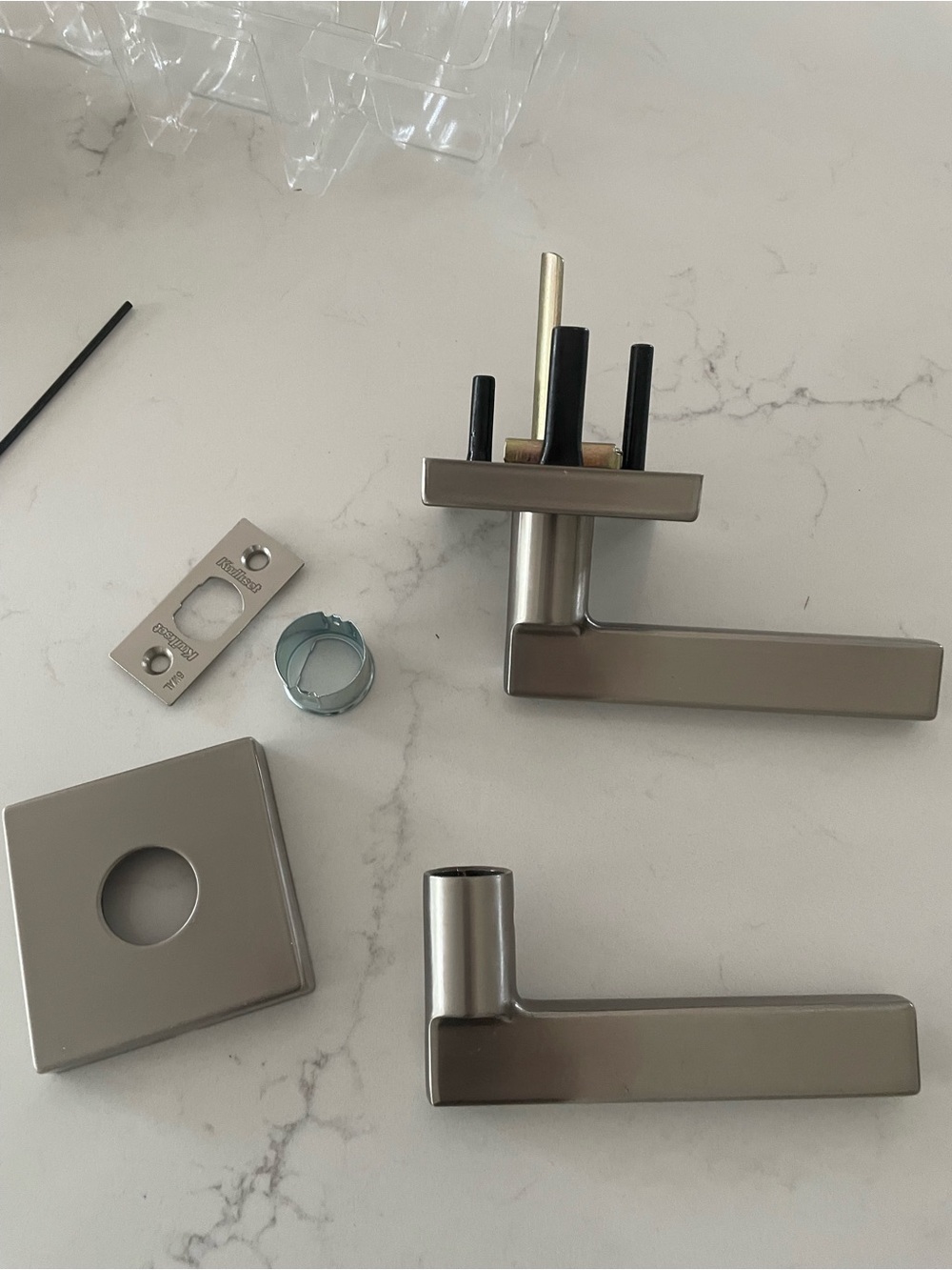 Modern Satin Nickel Door Lever Set